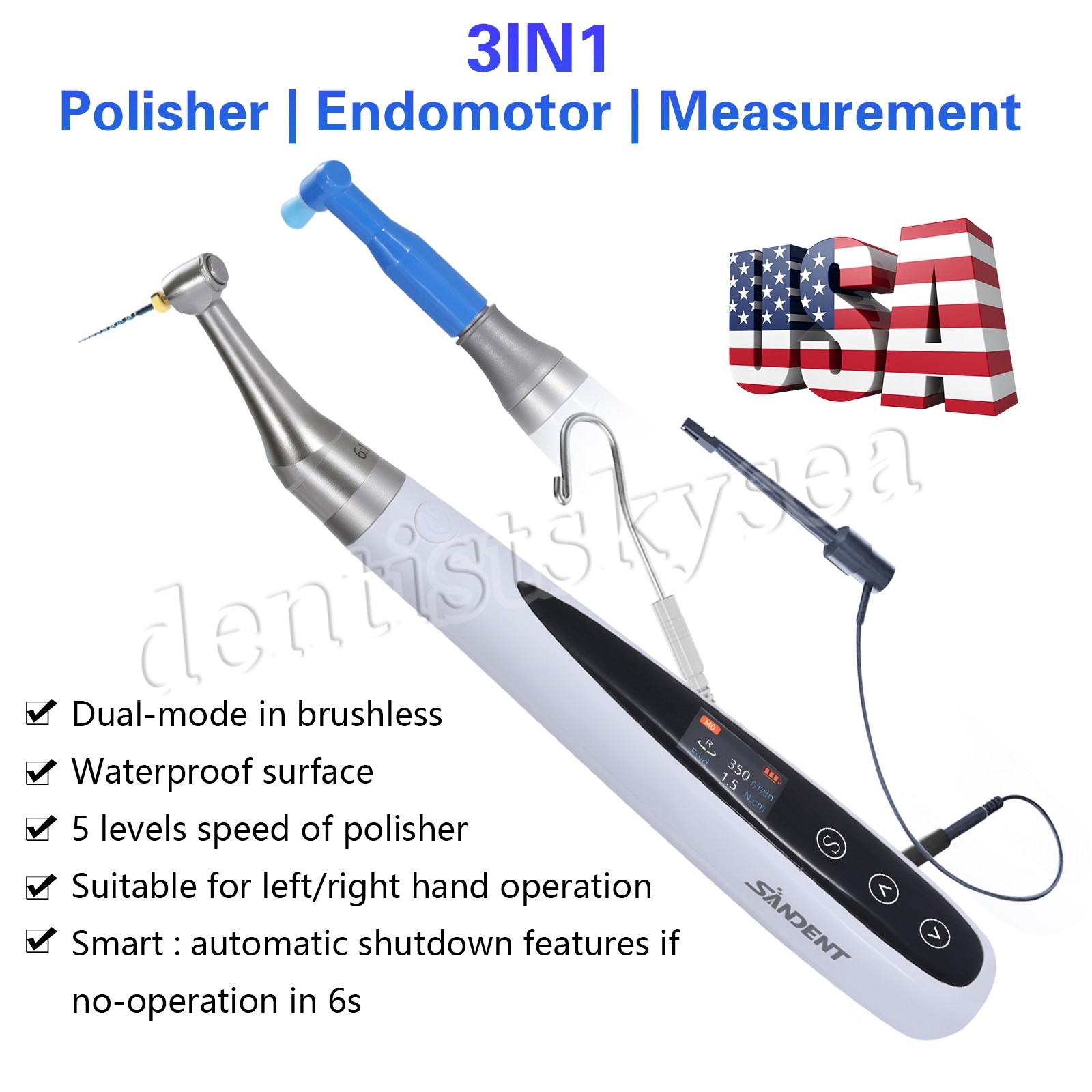 Dental 3in1 Endo Motor Apex Locator/Endo Heated Pen Obturation System Heated Tip