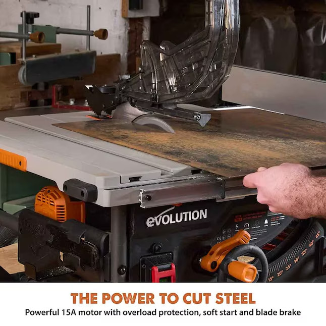 hot Evolution Table Saws 10-in 15 -Amp 120 -Volt Portable Jobsite Table Saw hot