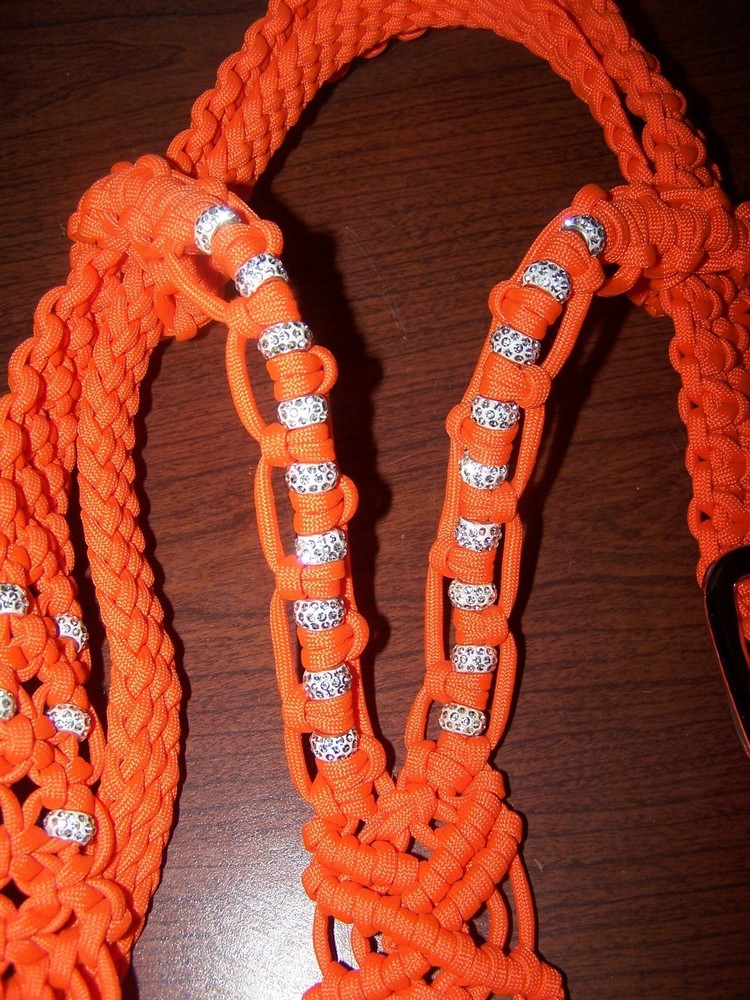 Orange Sidepull Headstall with Rhinestone Beads NEW