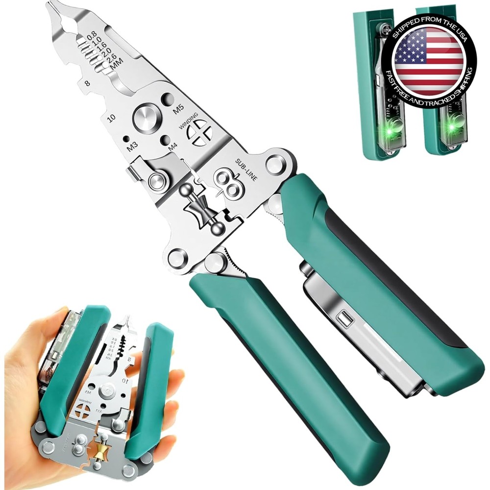 15-in-1 Multi-Function Wire Strippers with Voltage Tester - Compact & Ergonomic