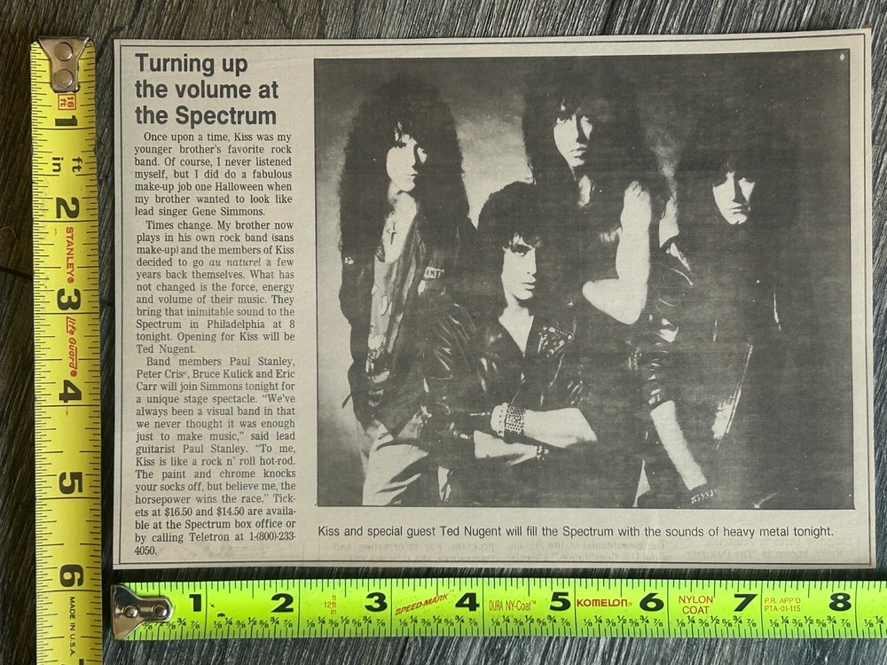 KISS Concert Clipping Crazy Nights Tour Spectrum Phili Dec 18 1987 Vintage Kiss