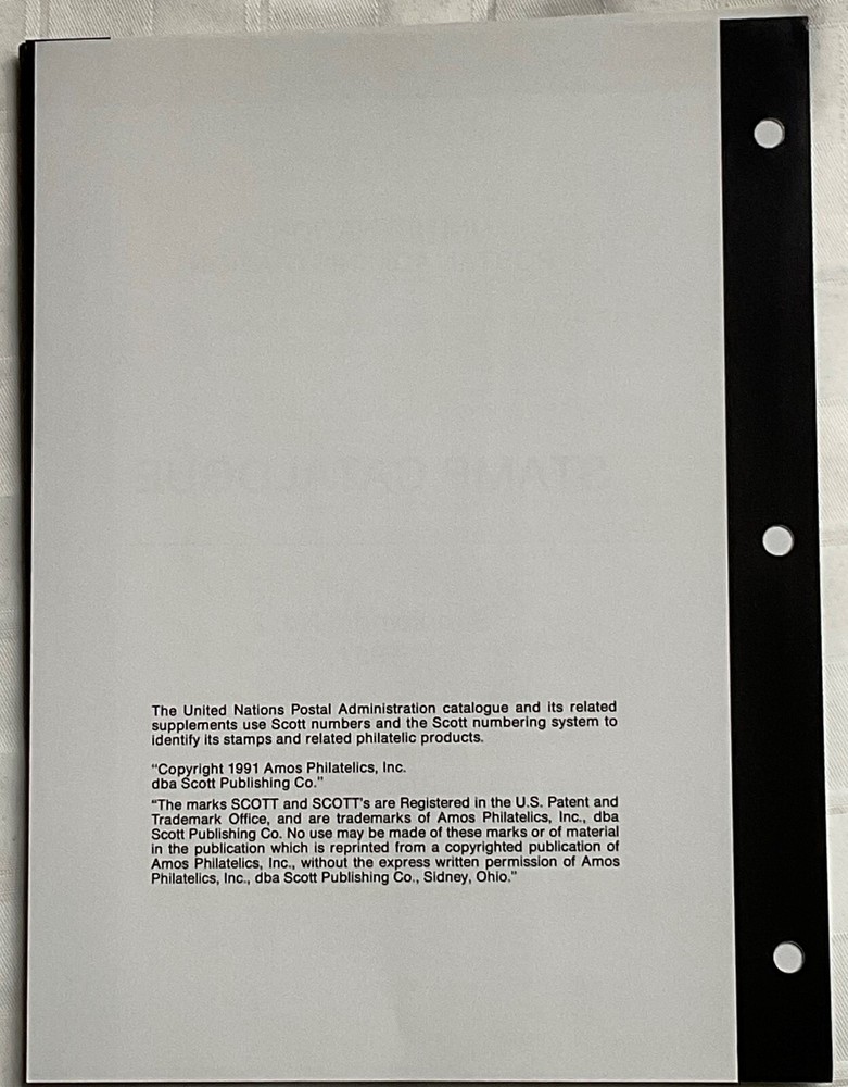 United Nations Postal Administration Stamp Catalogue Supplement No. 2 1991