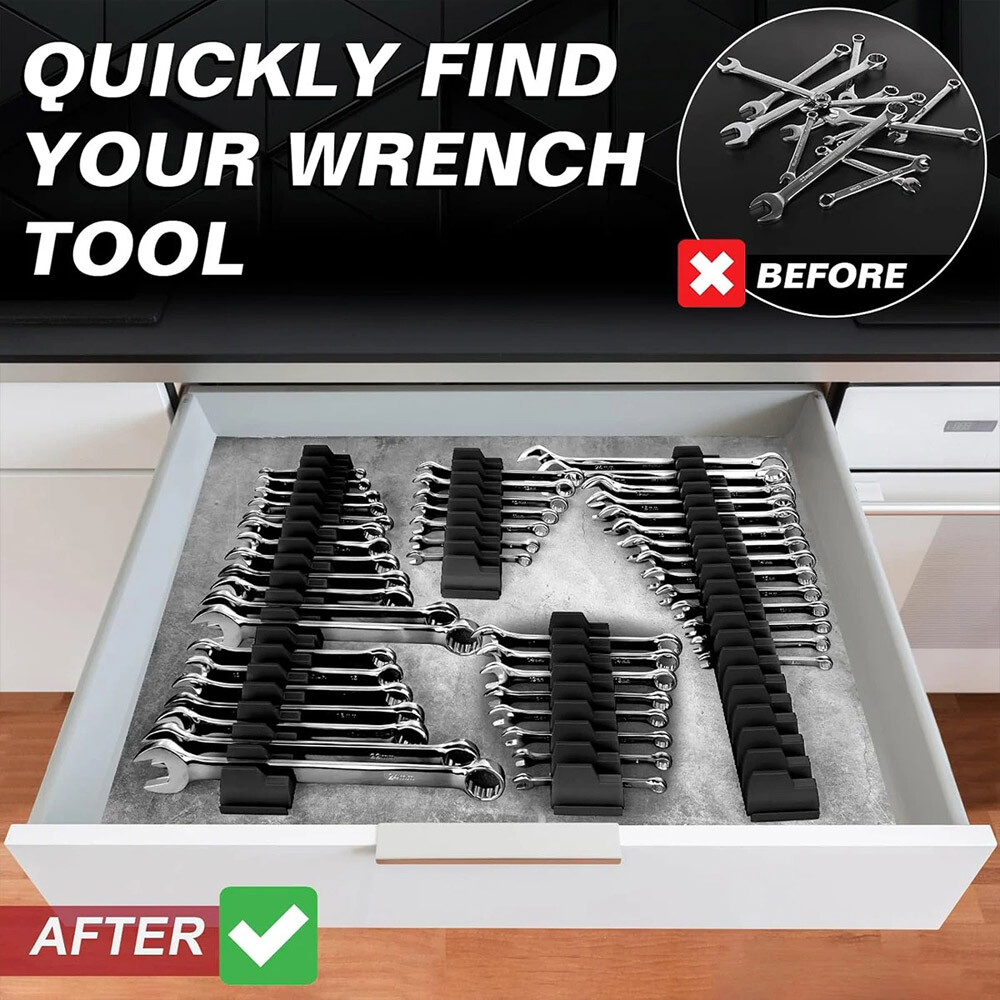 40x Magnetic Modular Wrench Organizer Compact Tool Storage Slots hold Tools SAE