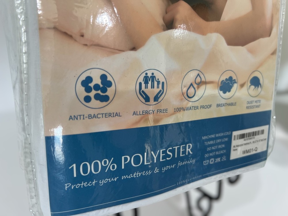 JML White 100% Polyester Waterproof Soft Microfiber Mattress Protector Queen Bed