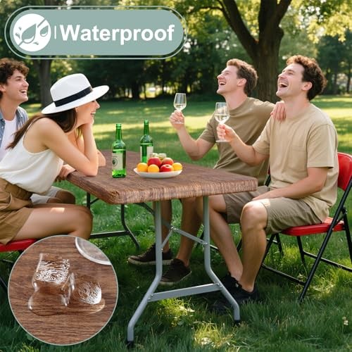 Rectangle Vinyl Tablecloth, Fitted Table Cover, 72" x 30" (Rectangular) 1 Oak