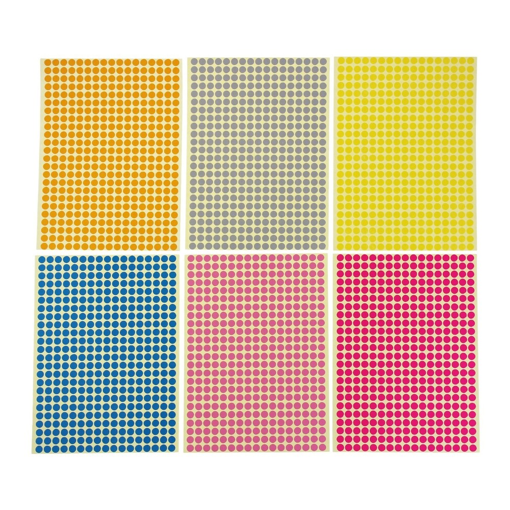 LJY 6mm Round Dot Stickers Color Coding Labels, 12 Different Assorted Colors,...