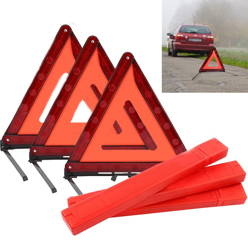 3 Pack Warning Car Triangle Reflective Road Emergency Breakdown Safety Hazard