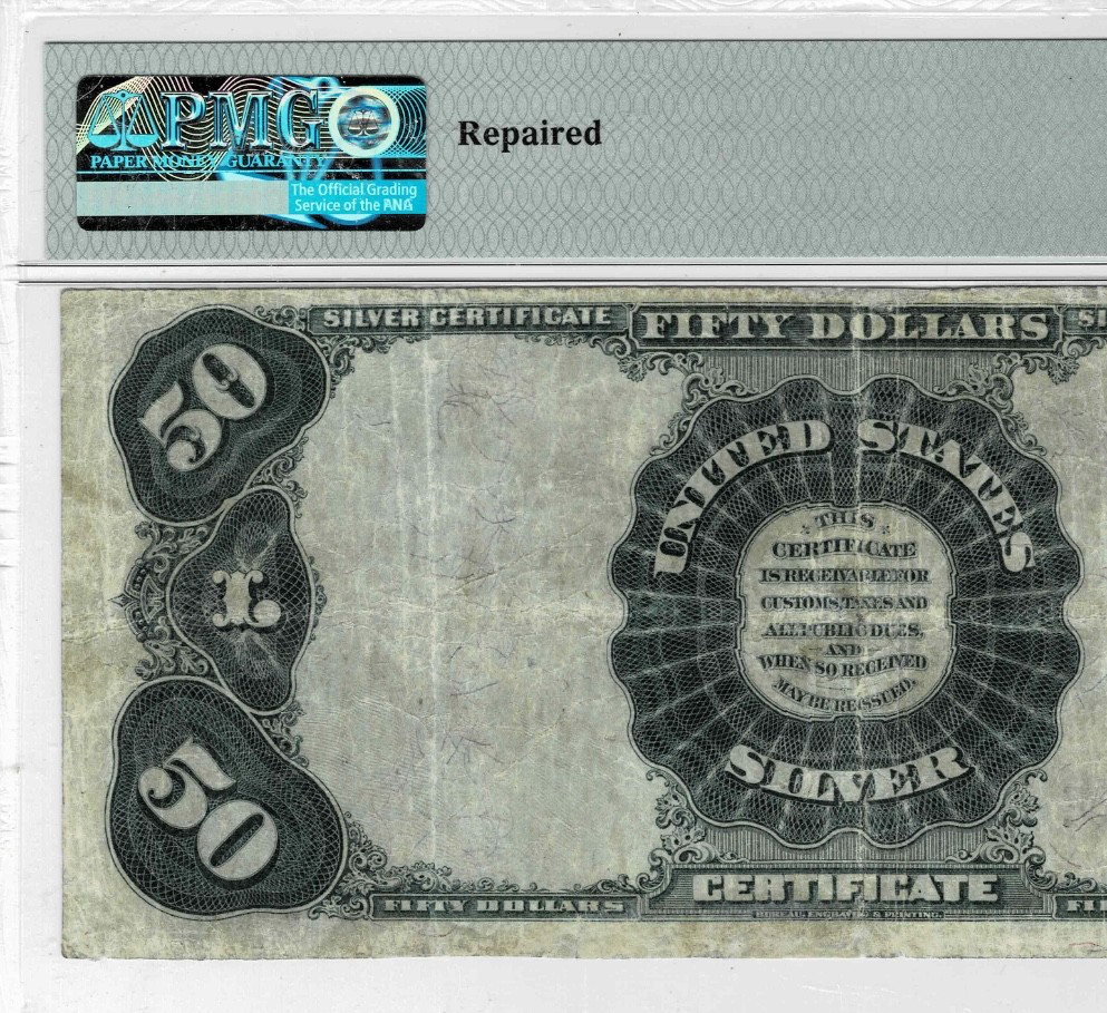 1891 $50 Silver Certificate note-(Edward Everett)- fr.335-PMG VF 20