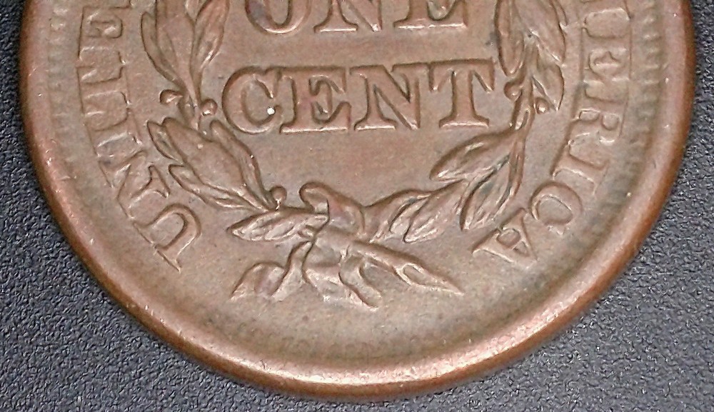 1851 Choice AU Large Cent Chocolate Brown