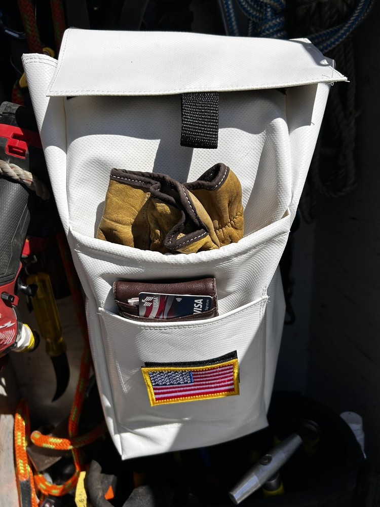 Lineman Tools, Glove Bag White w/ Flag, Lineman Bag