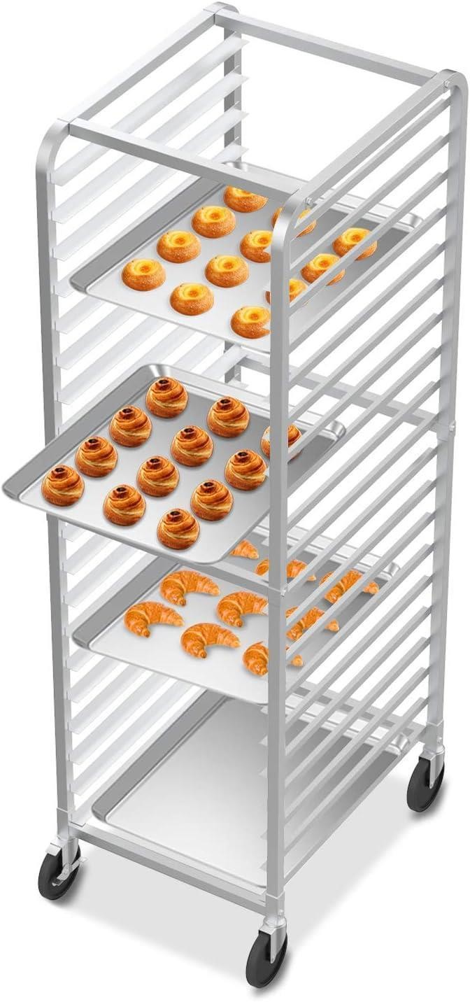 20-Tier Aluminum Bakery Rack Stainless Steel Sheet Pan Rack for Pizzeria Kitchen