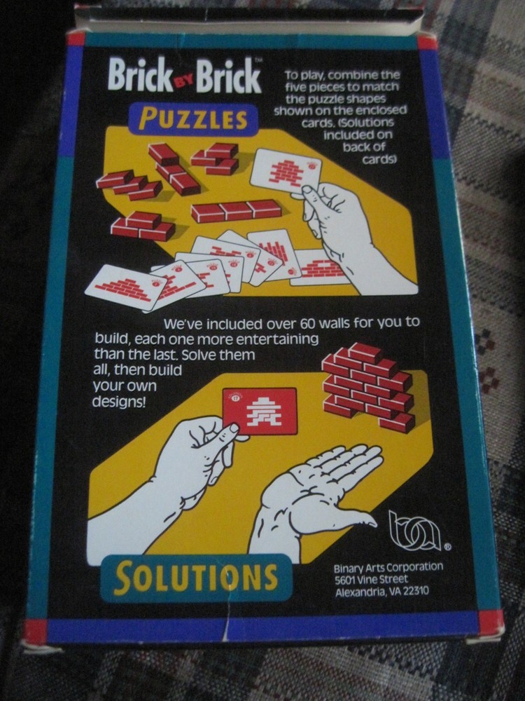 1992 Brick By Brick Building Puzzle Travel Game Binary Arts 60 Puzzles - Complet