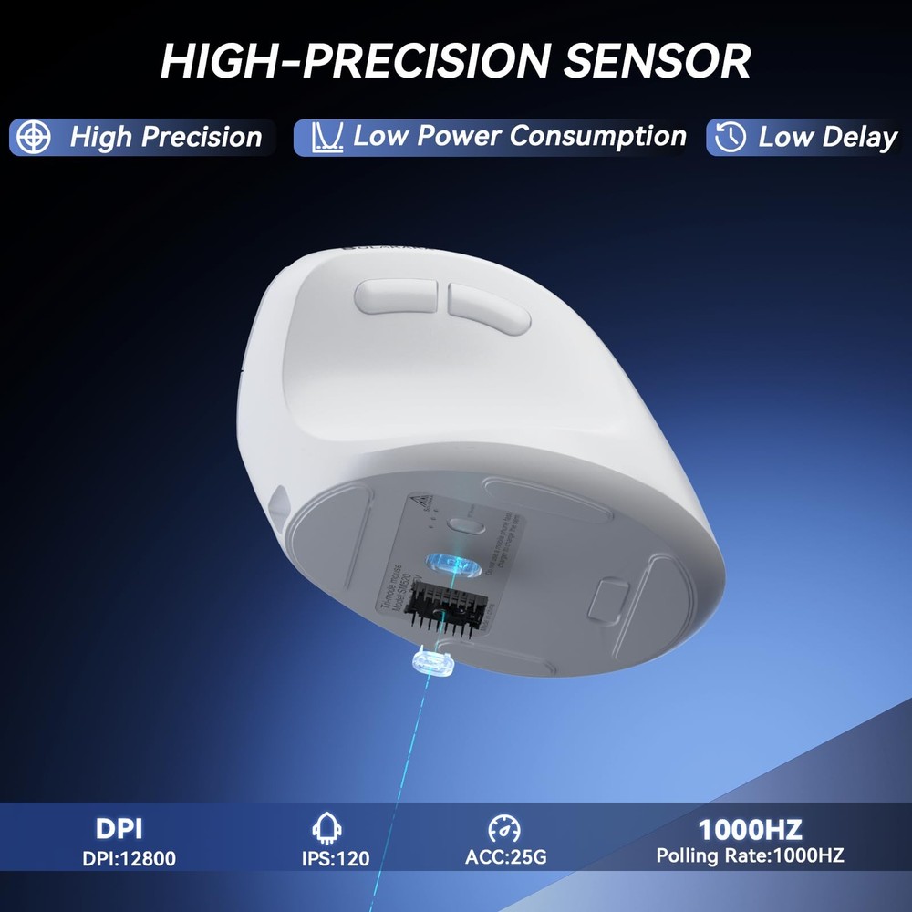 SM520 Ergonomic Mouse with 24000 DPI, Vertical Mouse with Programmable Side B...