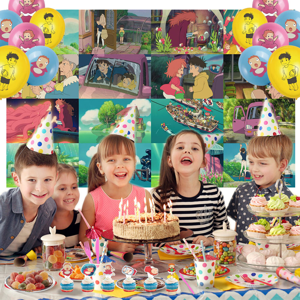 Ponyo Birthday Party Supplies Set Plates Balloons Cake Toppers for Kids
