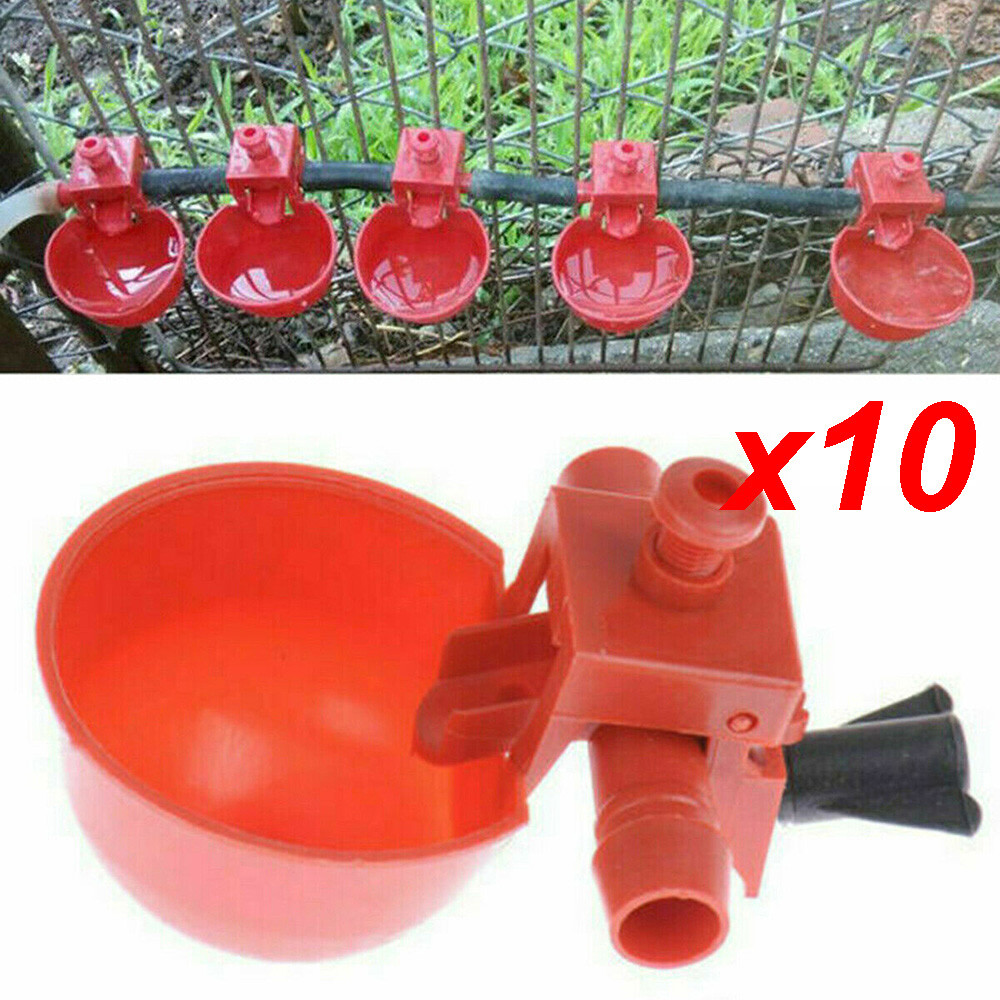 10x Poultry/Quail Water Drinking Cups Chicken Hen Plastic Automatic Drinker US