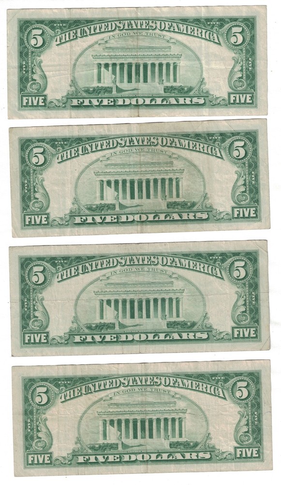 1963 $5 FIVE DOLLARS RED SEAL FR.1536