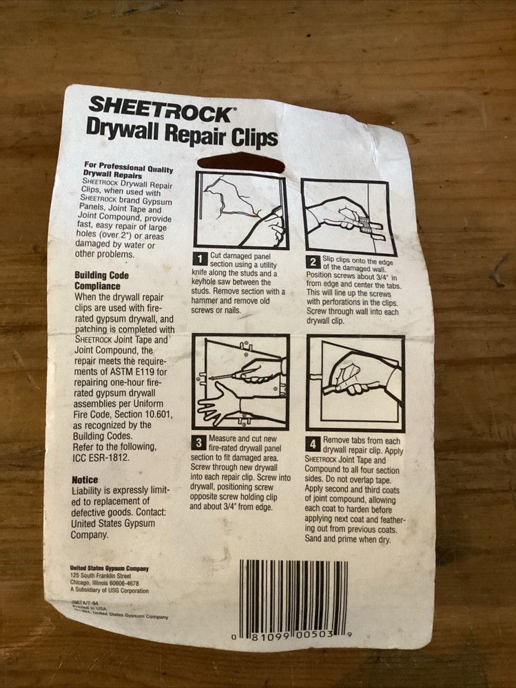 Sheetrock Drywall Repair Clips Misc2