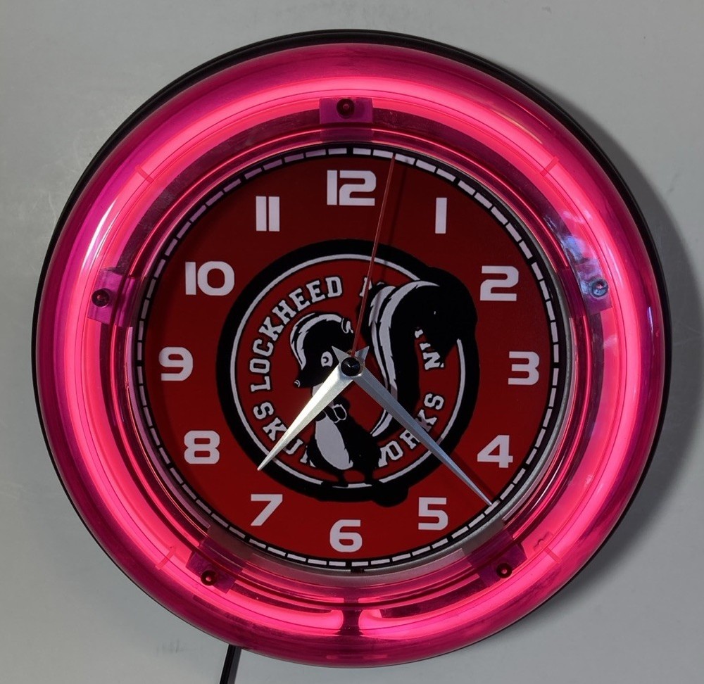 Skunkworks logo neon wall clock