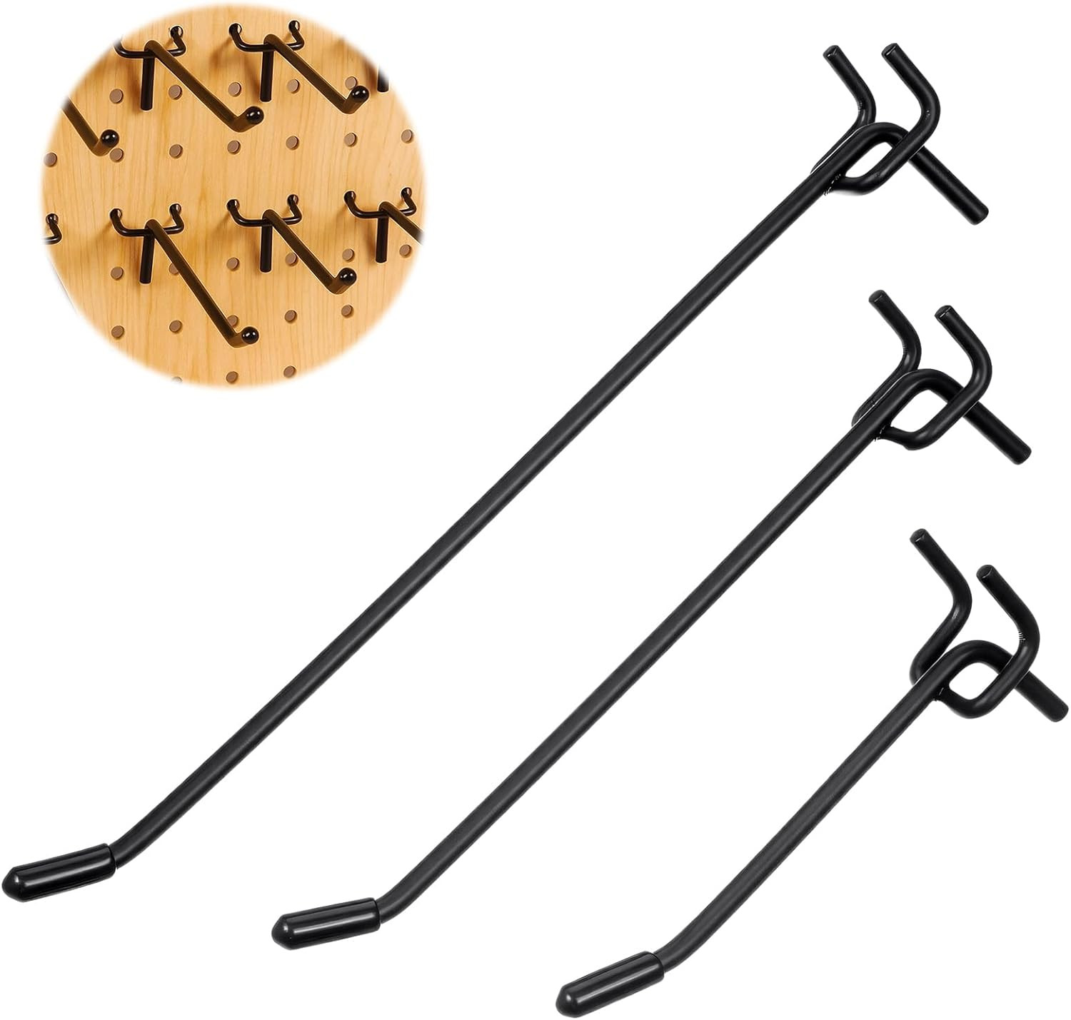 60 Pack Black Pegboard Hooks, 2/4/6 Inch Heavy Duty Peg Board Shelving Hooks Acc