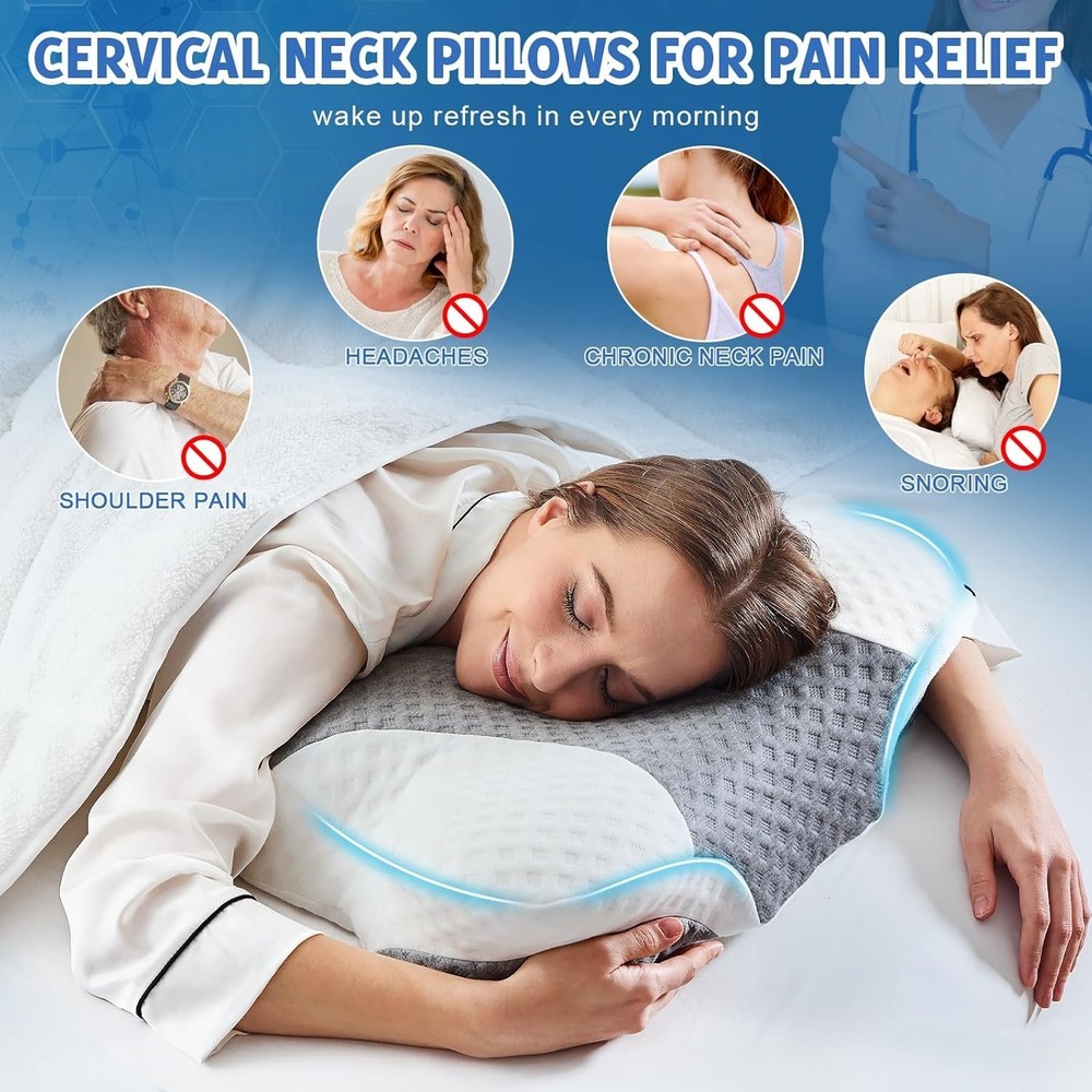 High-Density Memory Foam Neck Pillow - Ergonomic, Adjustable & Machine Washable