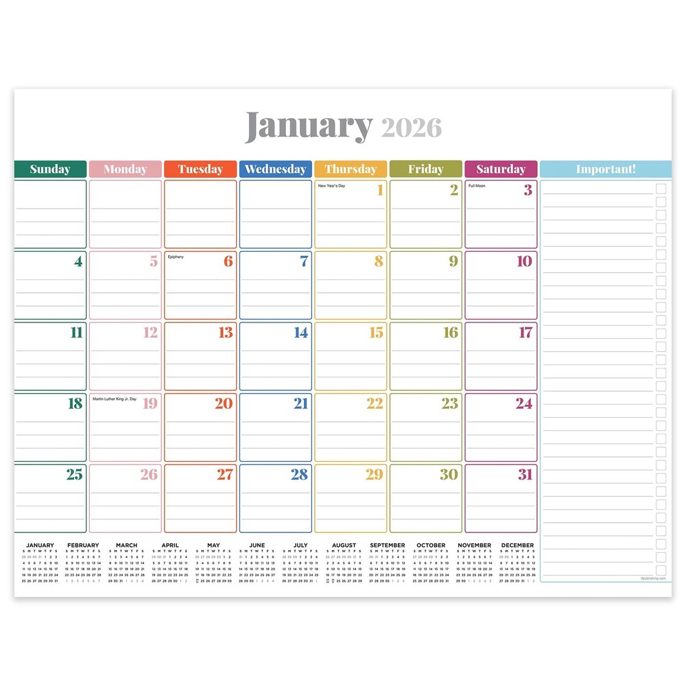 TF Publishing 2026 Rainbow Blocks Medium Desk Pad Pad, Multi