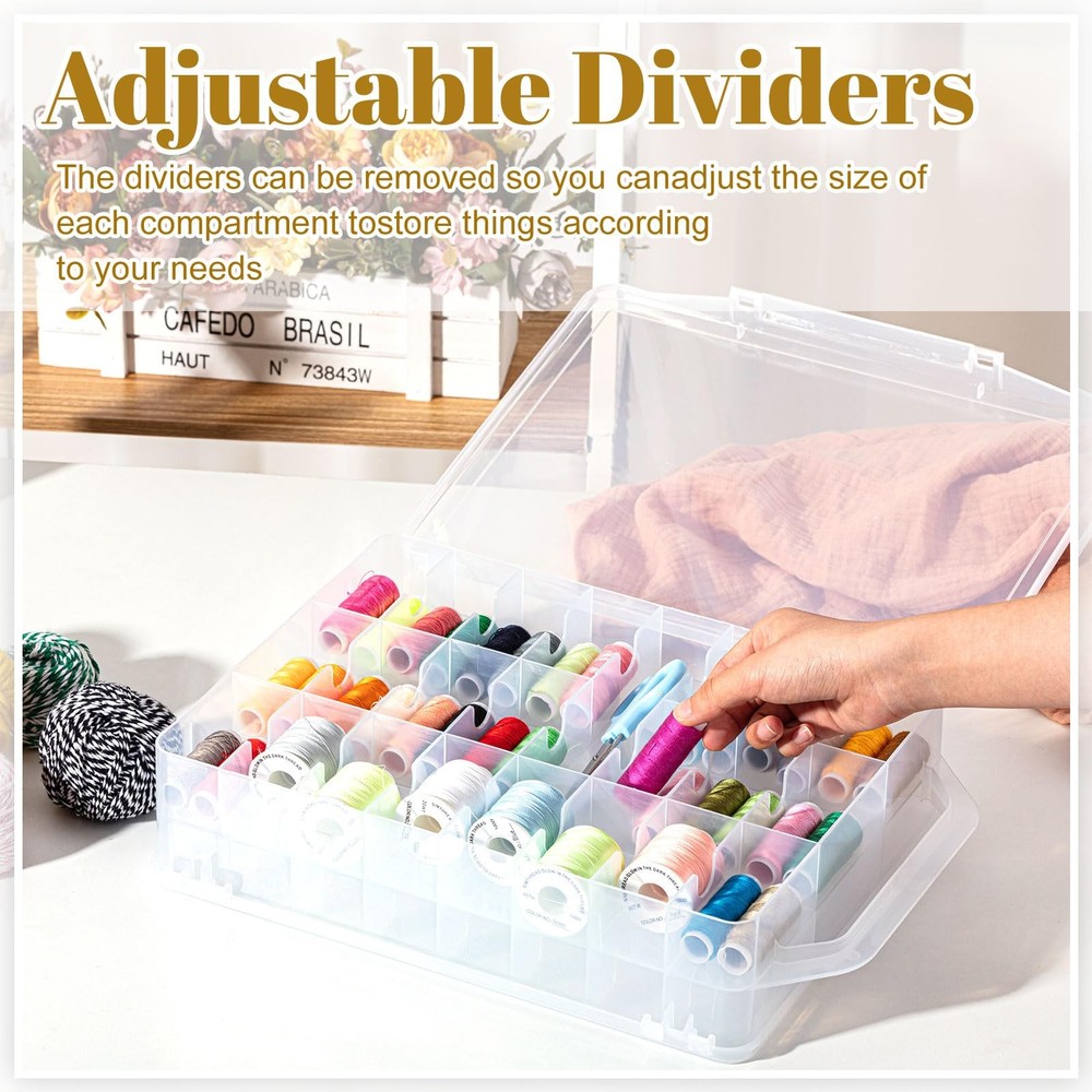 1 Pcs 46 Grids Sewing Organizer Double Sided Thread Box Storage Portable Clea...