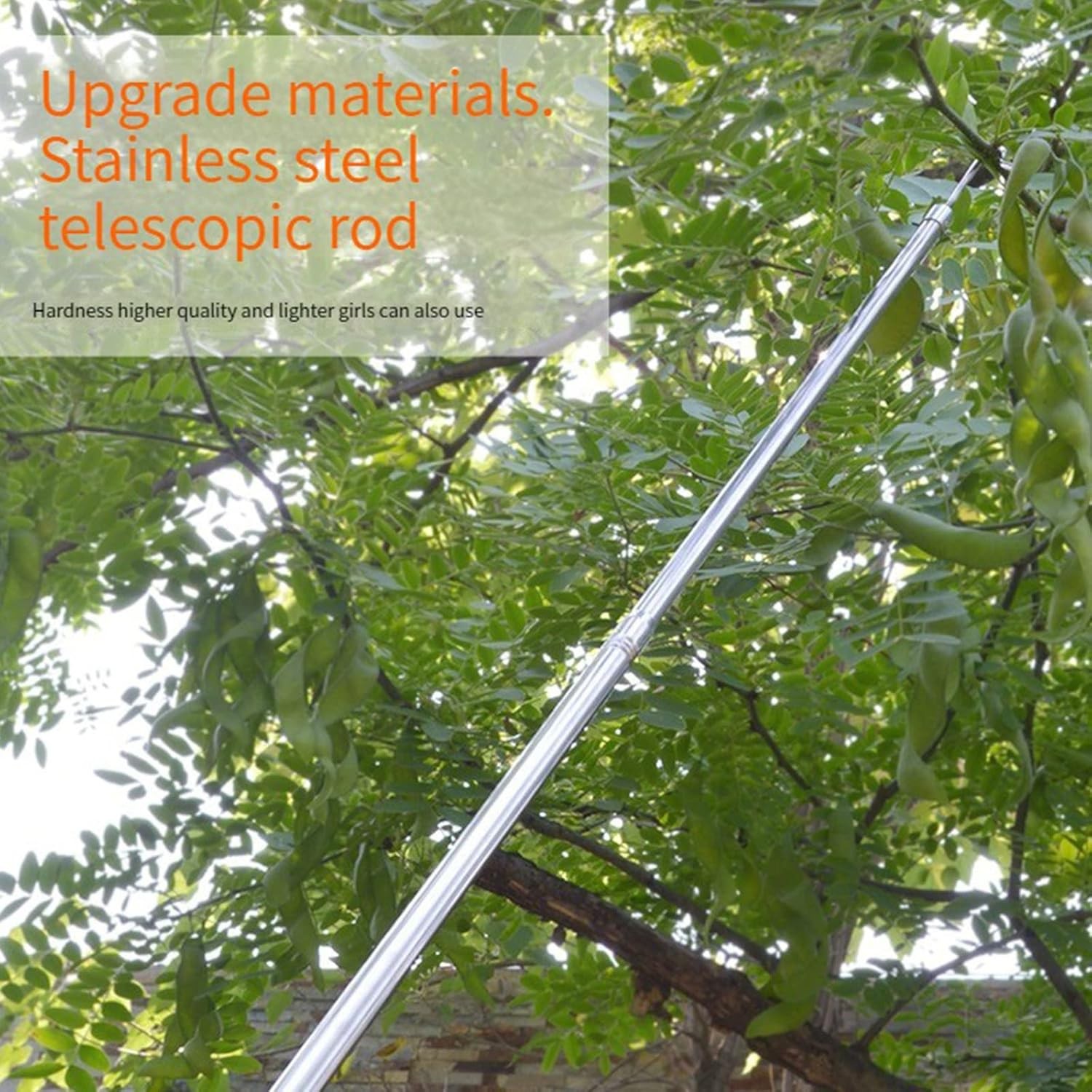 Telescopic Fruit Picker 1.9m, Long Reach Harvest Tool for Apple Pear Picking