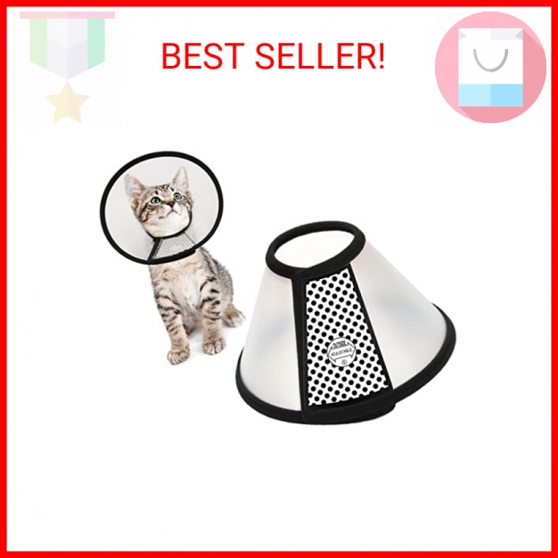 Depets Adjustable Recovery Pet Cone E-Collar for Cats Kittens Rabbits, Plastic E