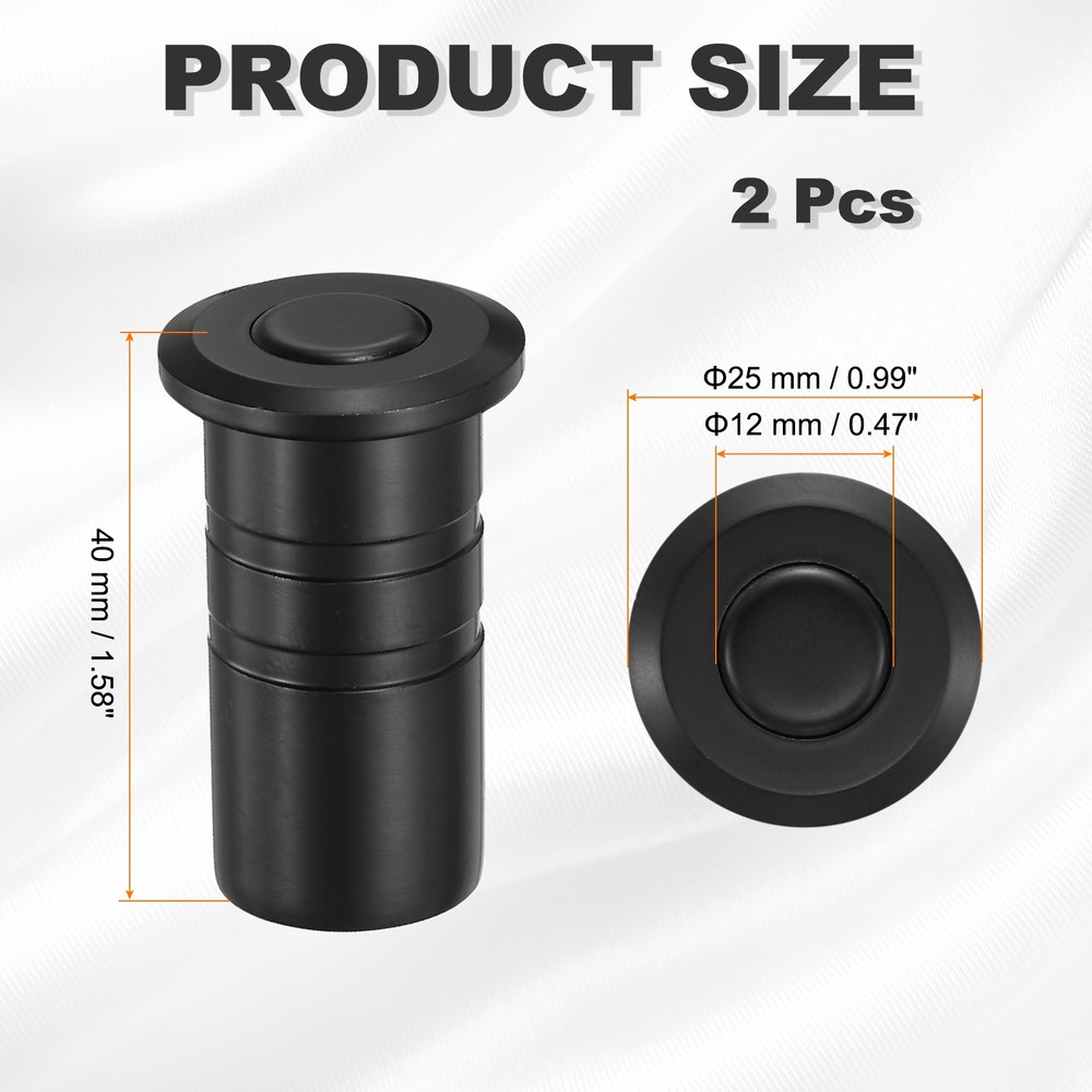2PCS 0.47" Door Latch Dust Protector, Dust-Proof Sliding Lock Insert, Black