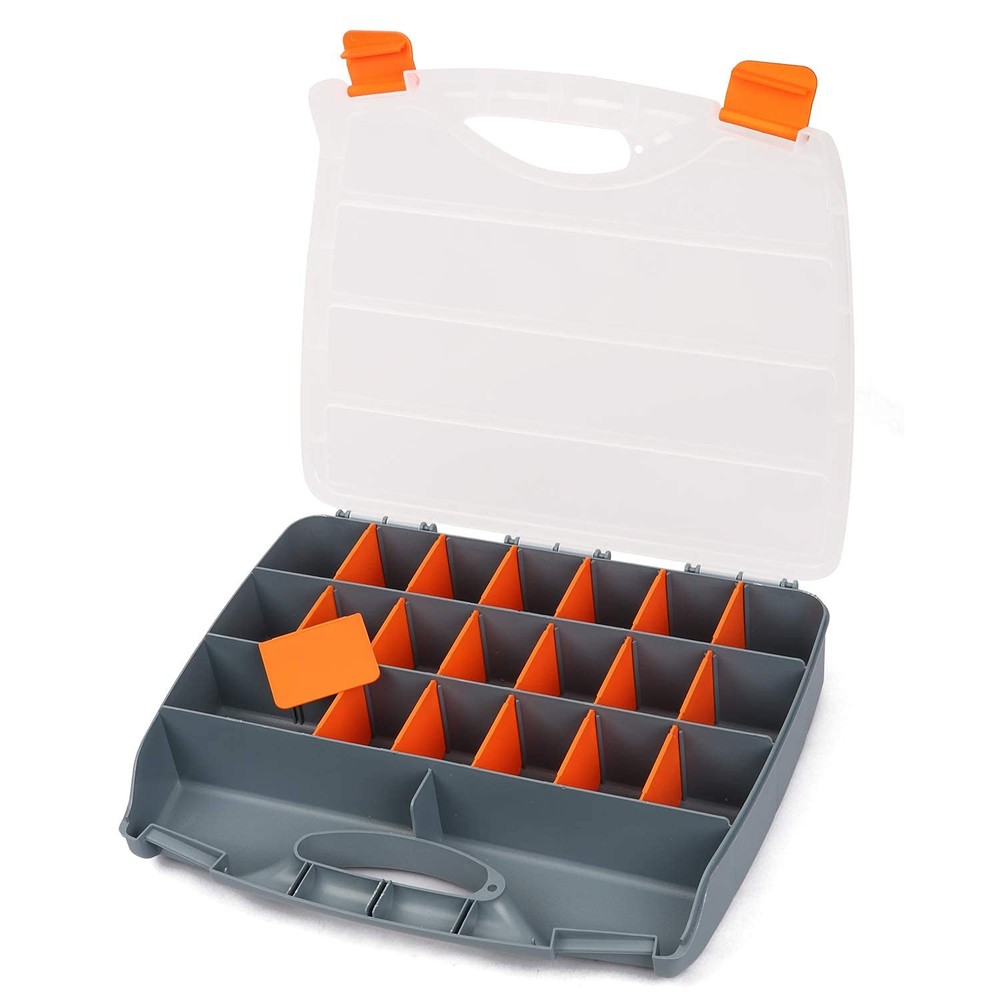 Hardware Storage Tools Organizer Container with Handle and Clear Lid, 21 Adju...