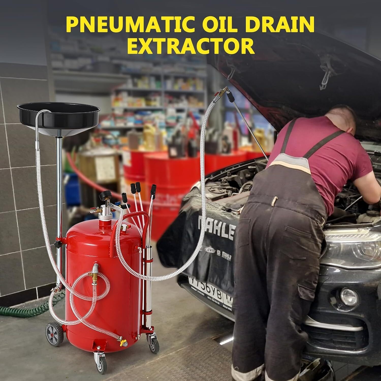 20 Gallon Waste Oil Drain Tank, Oil Drain Vacuum and Extractor for Oil Change