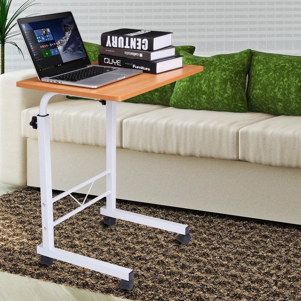 Adjustable Mobile Standing Desk Pneumatic Overbed Table Rolling Laptop Cart
