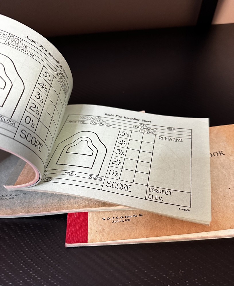 Rifle Individual Score Book dated April 10, 1926 Government Printing Office