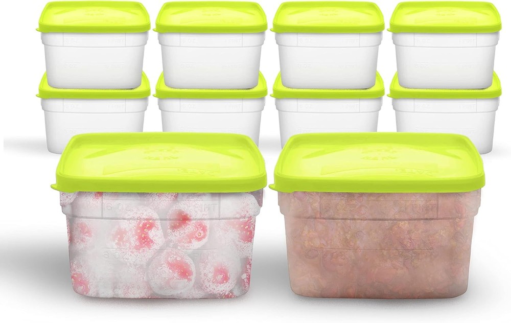 Reusable Plastic Storage Container Set, 10 Pack, 1 Pint/16 Ounce Each