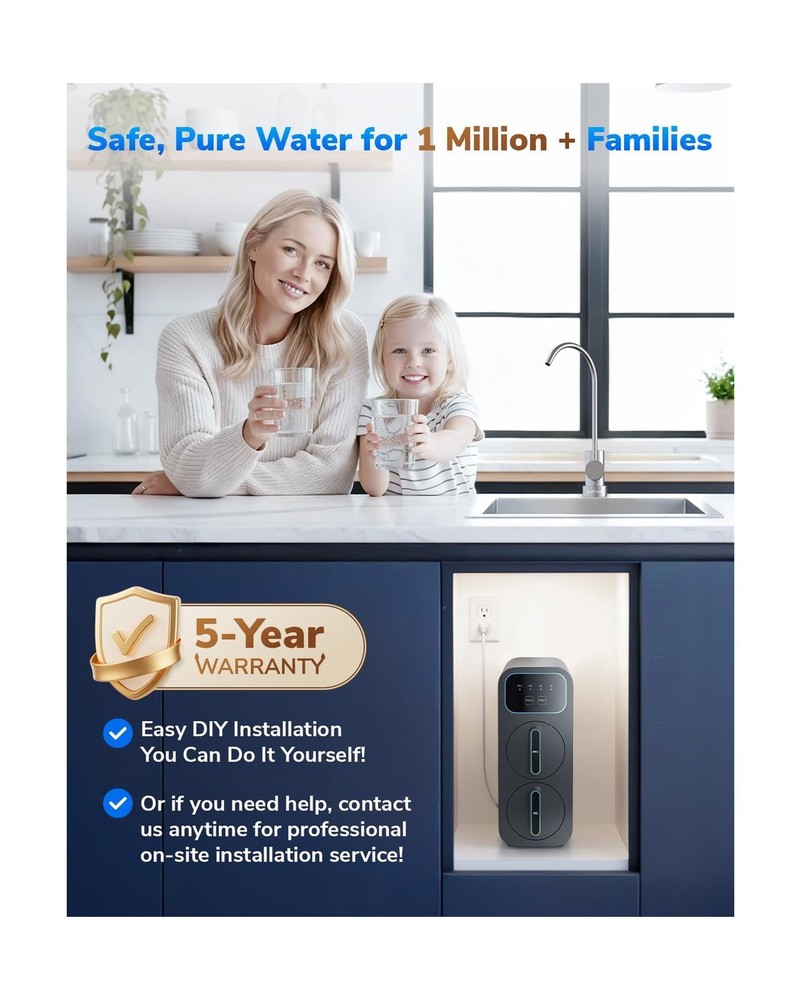 E6 600GPD Compact Space-Saving Under Sink RO Water Filter, Reverse Osmosis, 9...