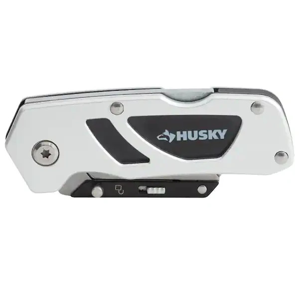 Husky Folding Lock-Back Utility Knife Compact Razor Box Cutter
