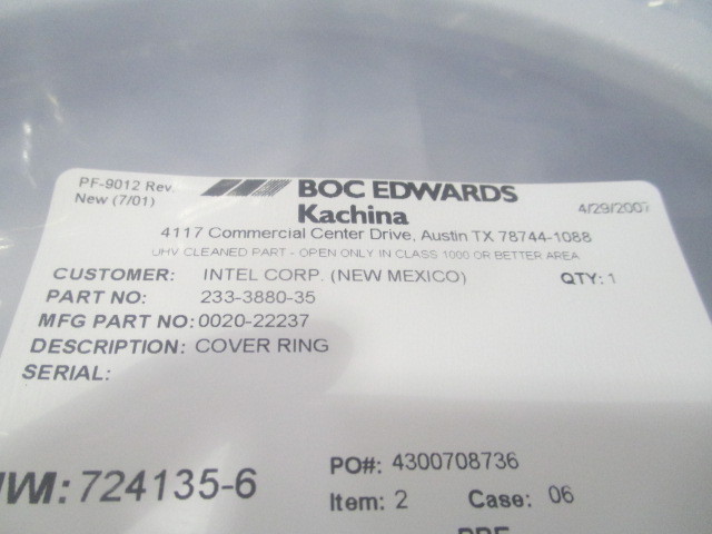 AMAT 0020-22237 Cover Ring, 8" 424124