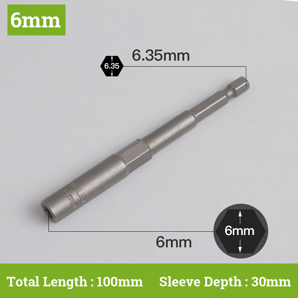 Deepen 1/4" Hex Nut Driver Socket Non-Magnetic Wrench Impact Drill Bits 6 - 19mm