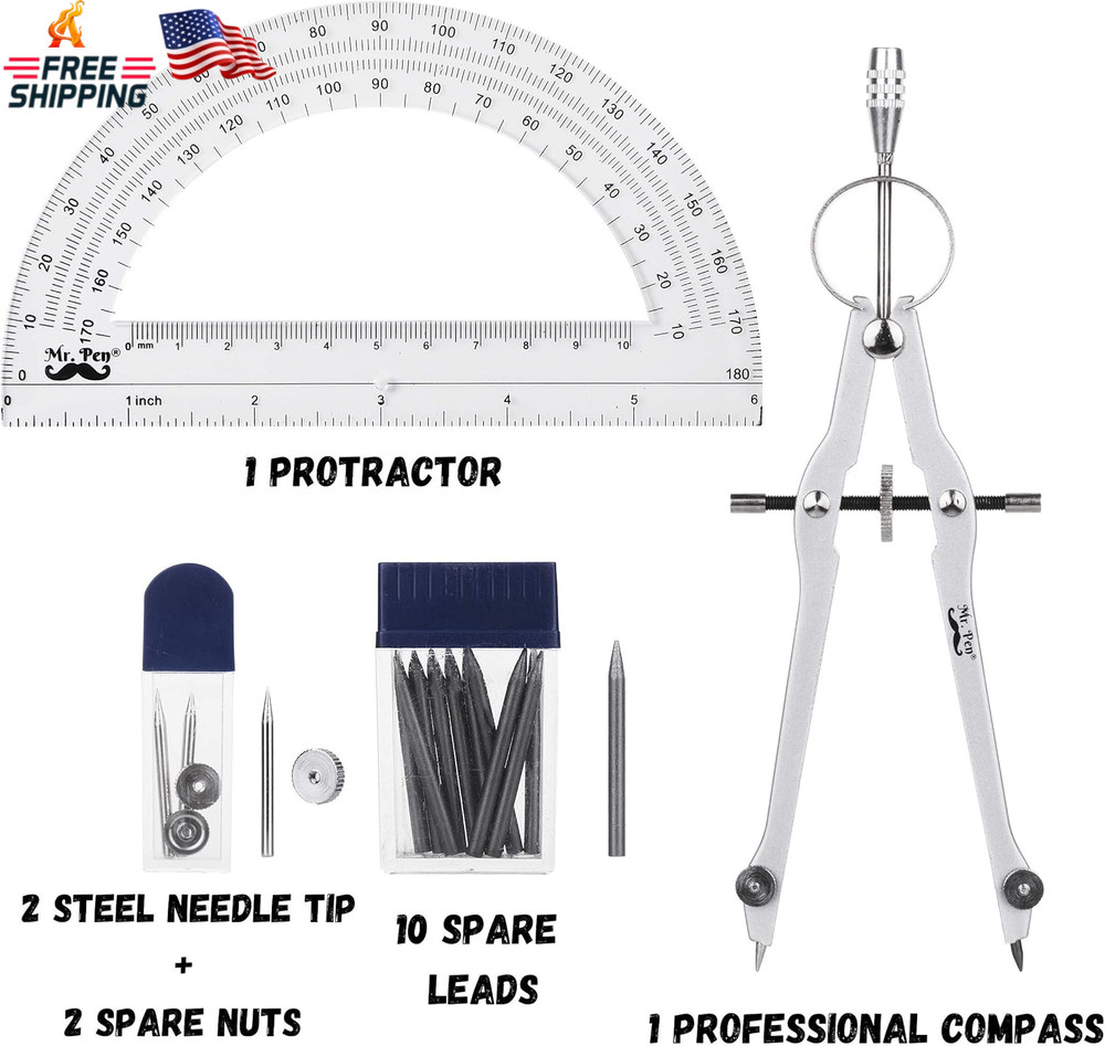 Mr. Pen- Protractor and Compass Set, Compass Protractor Set, Protractor, Compass