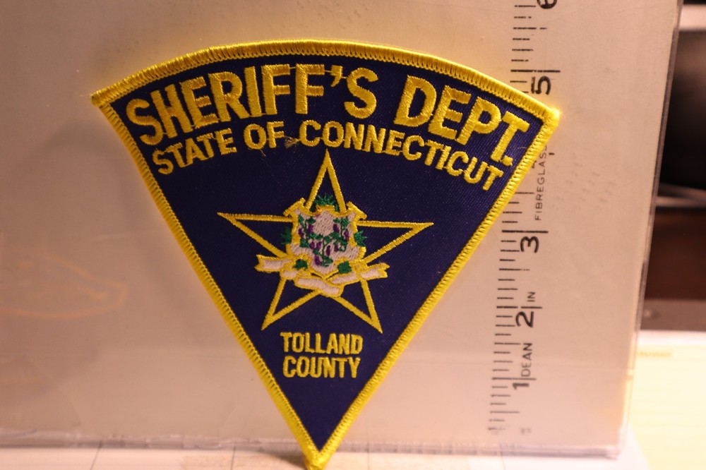 police patch  TOLLAND COUNTY SHERIFF'S DEPT CONNECTICUT  CT PIE SHAPE