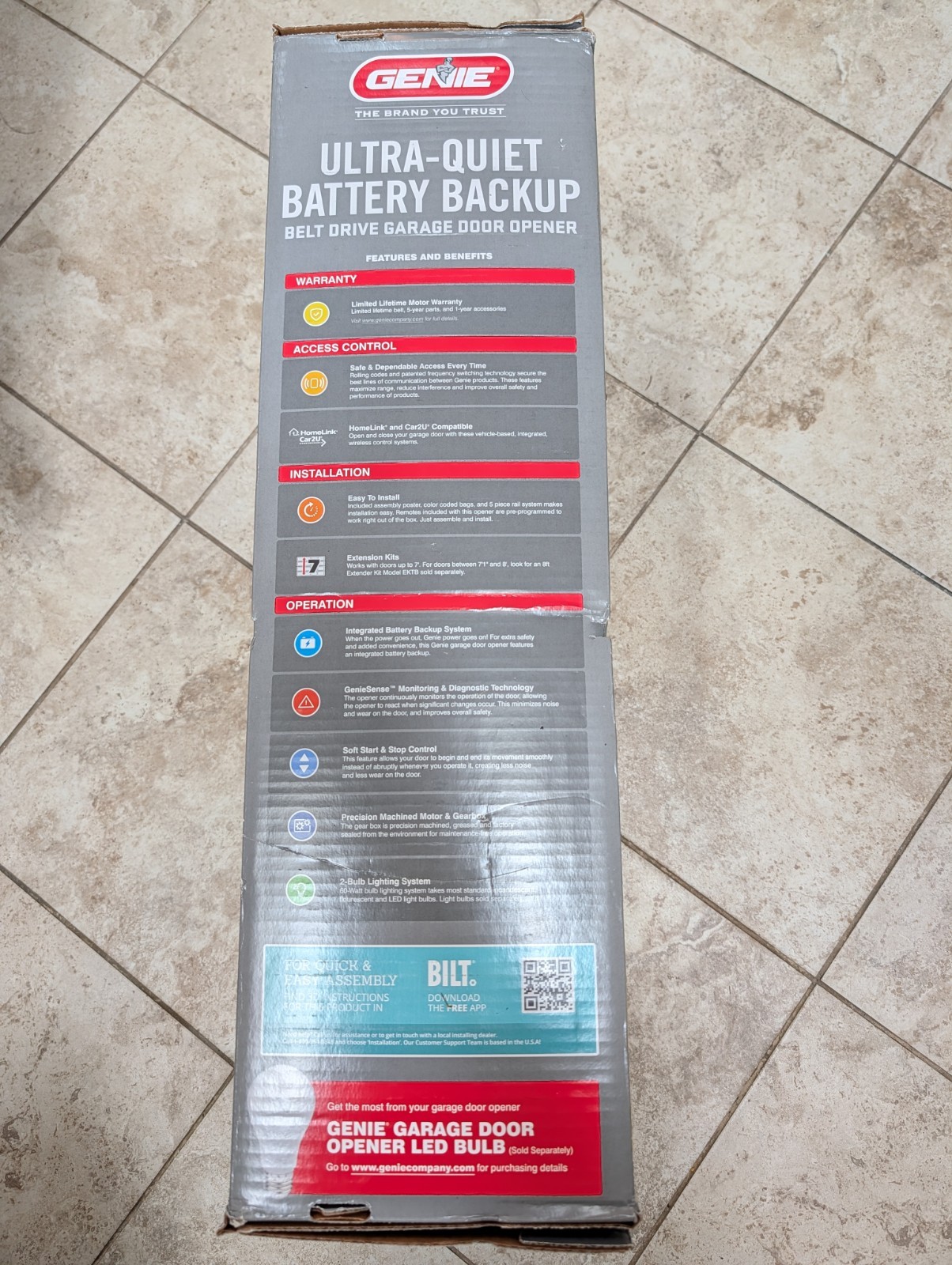 Genie StealthDrive 750 1-1/4 HPc Ultra-Quiet Garage Door Opener w/ Battery