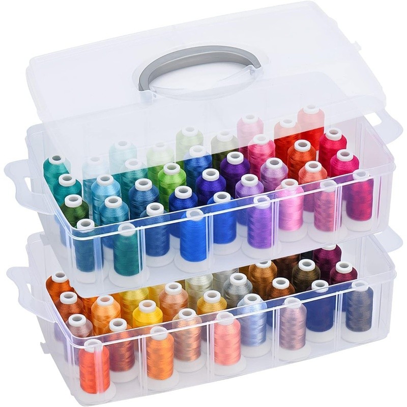 80 Polyester Embroidery Thread Spools W/ Storage Box No Fade Durable No Breakage
