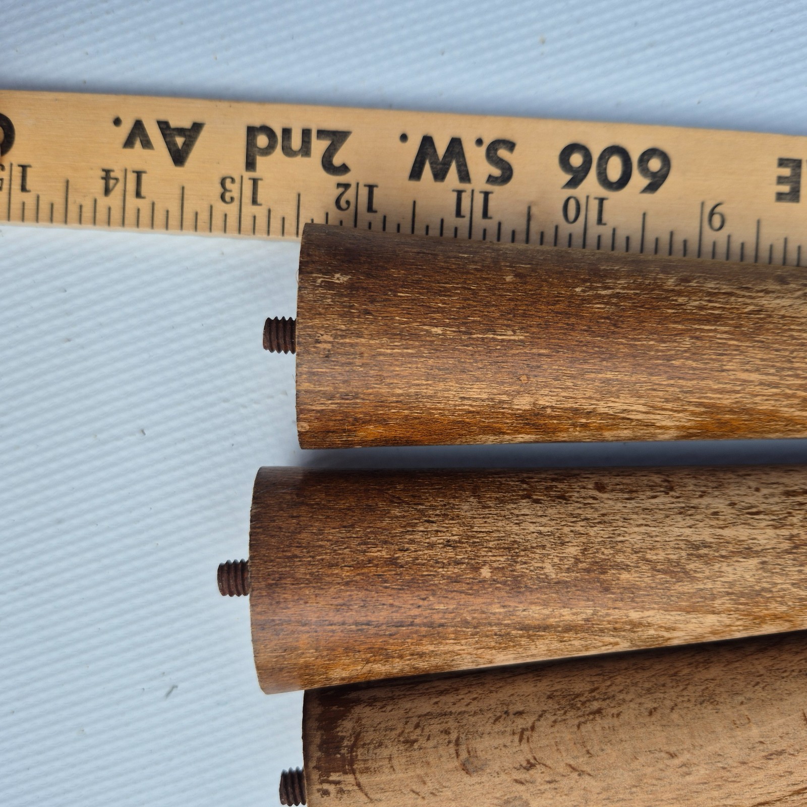 4 Mid Century Modern 12 1/2 Inch Table Legs Tapered, Wood Turned 1950s - 60s