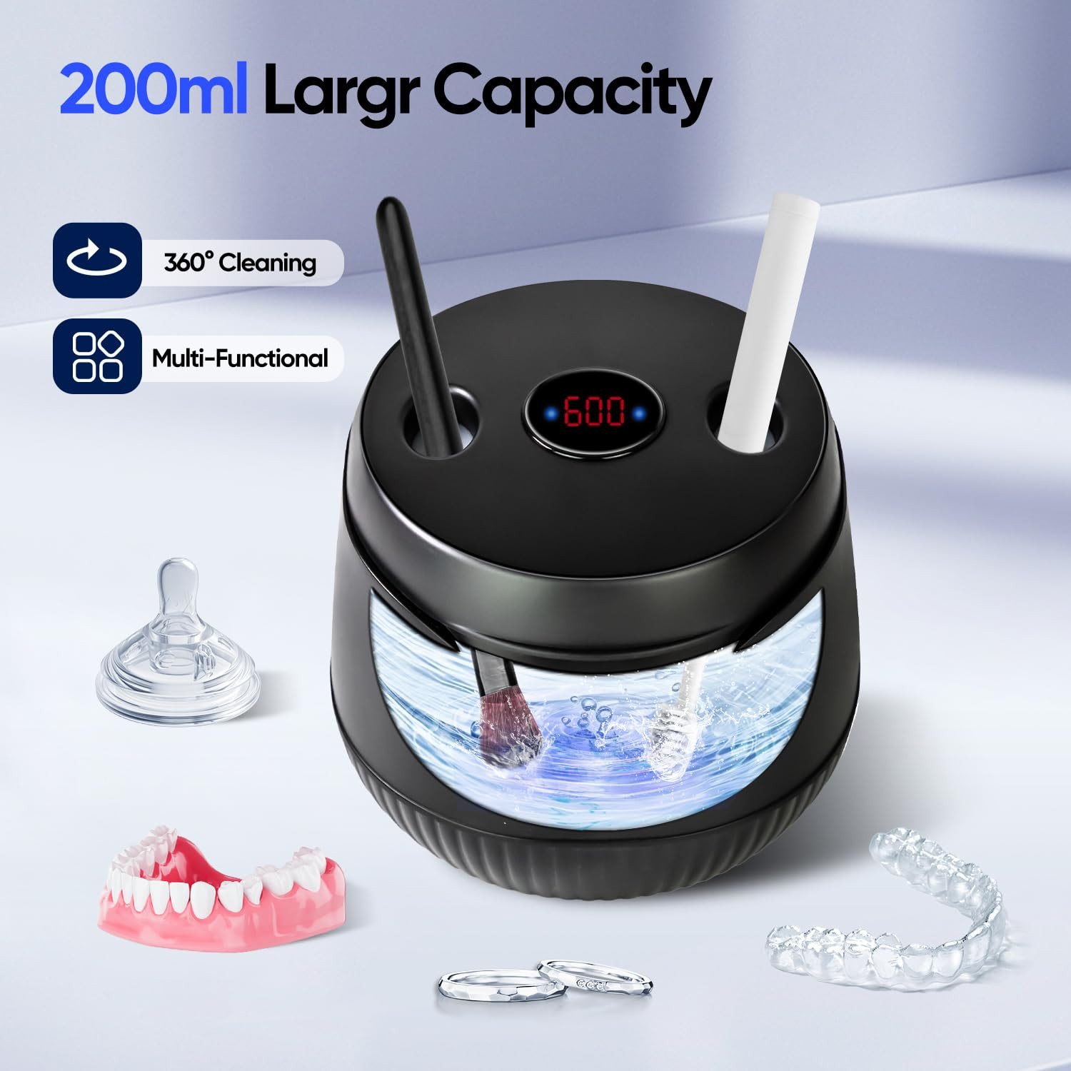 MySmile 45kHz Ultrasonic UV Cleaner with Timer for Dentures, Retainer, Jewelry