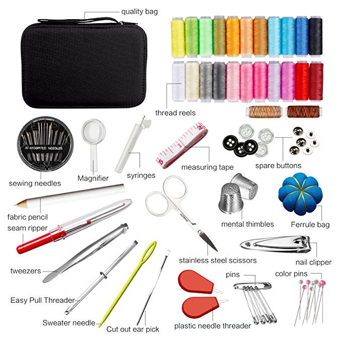 99Pcs Portable Sewing Box Kit Home Travel Sewing Threads Scissors Needles Set