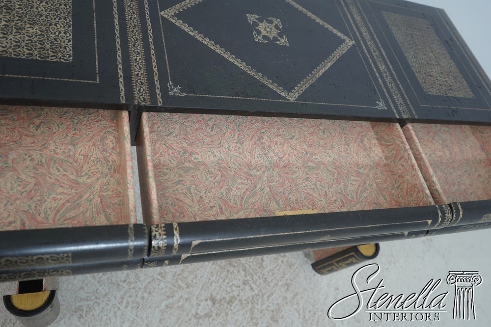 LF72134: MAITLAND SMITH Leather Wrapped 7 Drawer Console Sofa Table