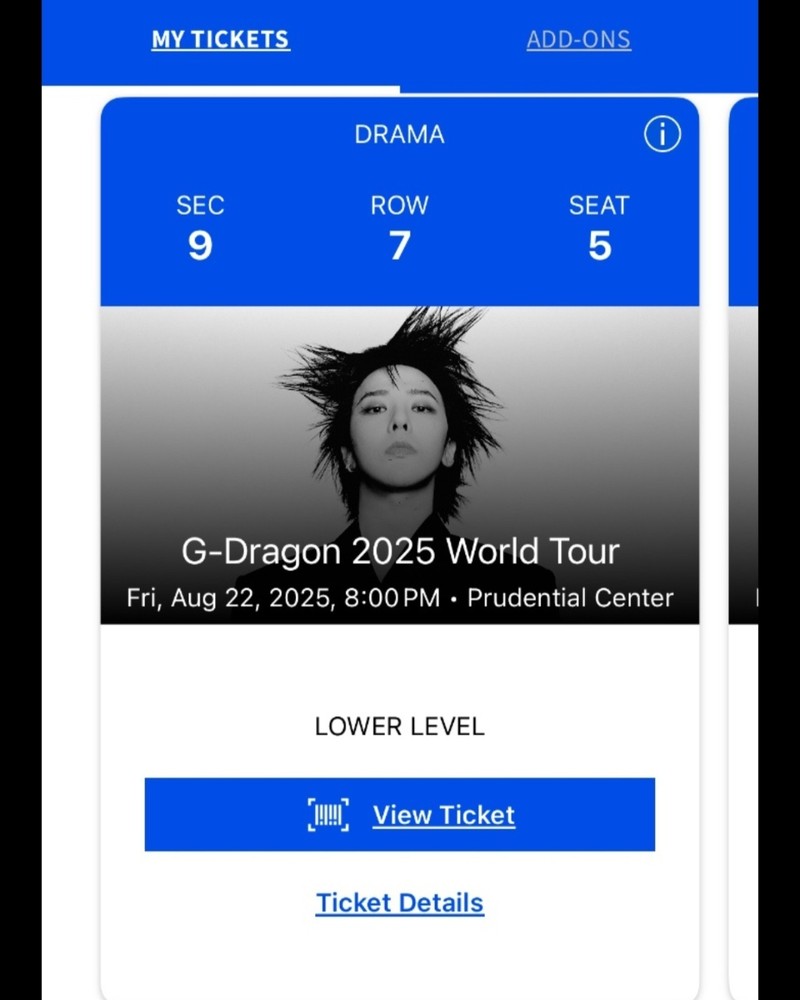 G Dragon Concert Ticket
