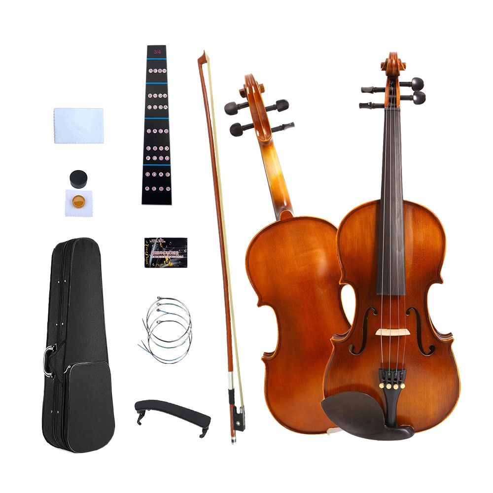 Violin 4 String 3/4 Handmade Acoustic Violin For Student Beginner Complete Kit