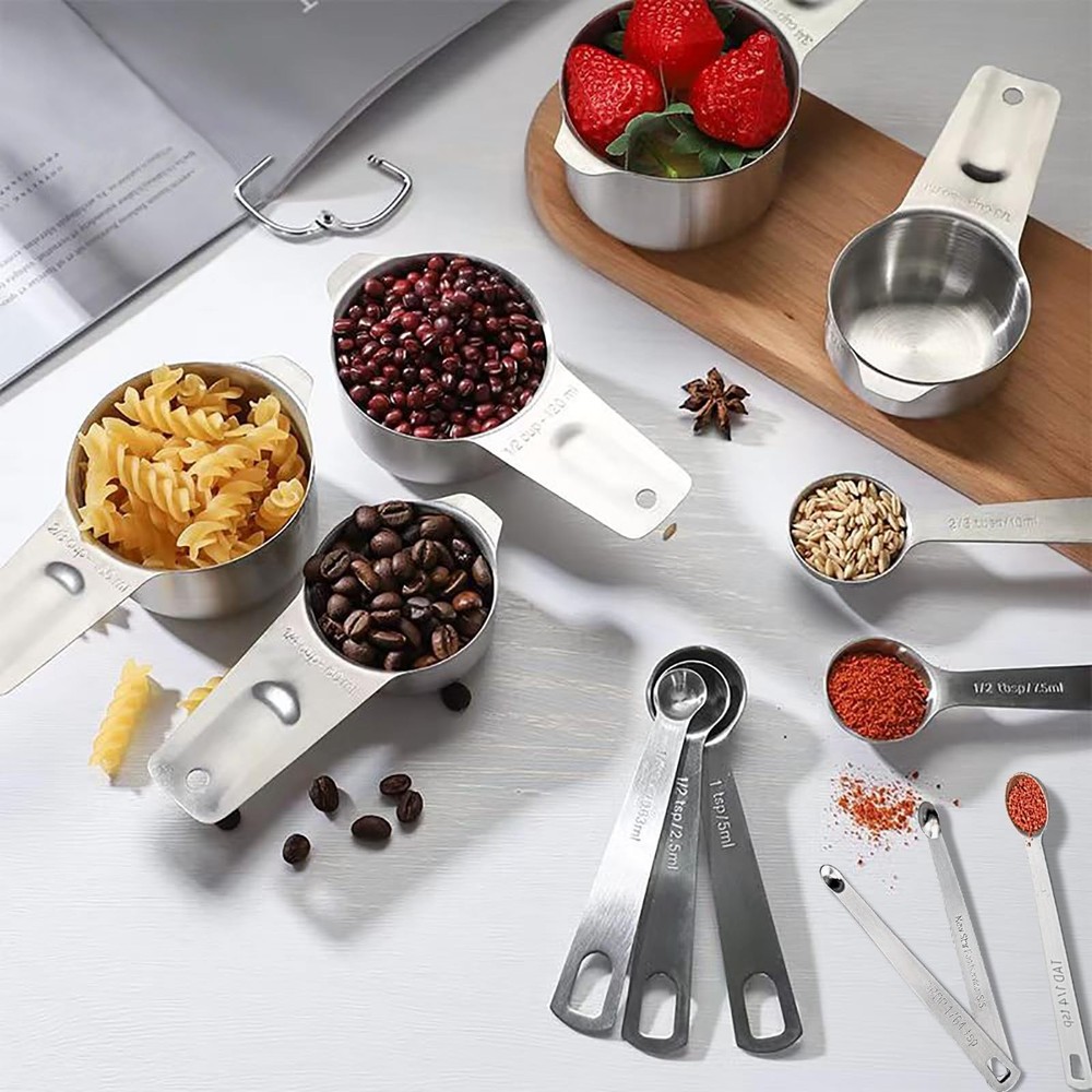 21PCS Measuring Cups and Spoons Set, Include 7 Nesting Measuring Cups, 9 Meas...