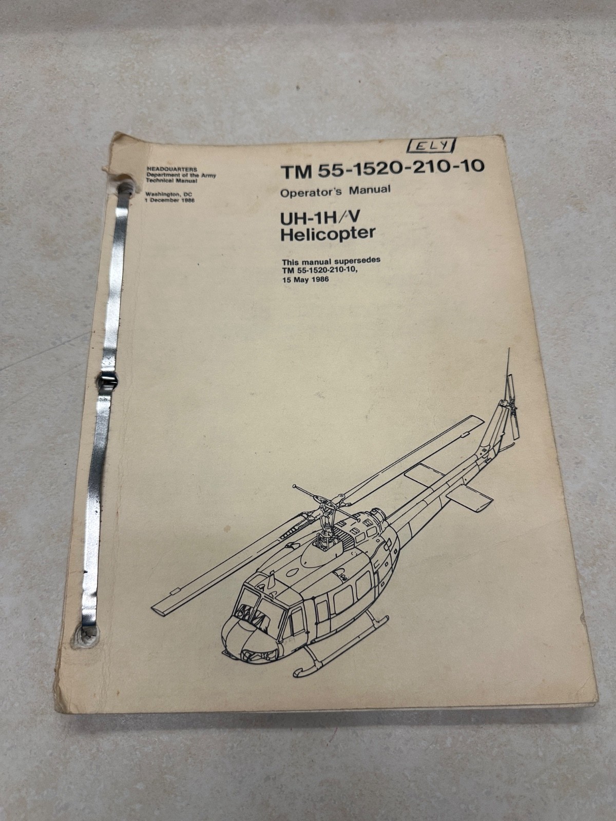 Operator's Manual Model UH-1H/V Helicopter TM 55-1520-210-10 1986